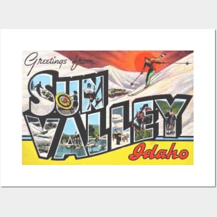 Greetings from Sun Valley Idaho, Vintage Large Letter Postcard Posters and Art